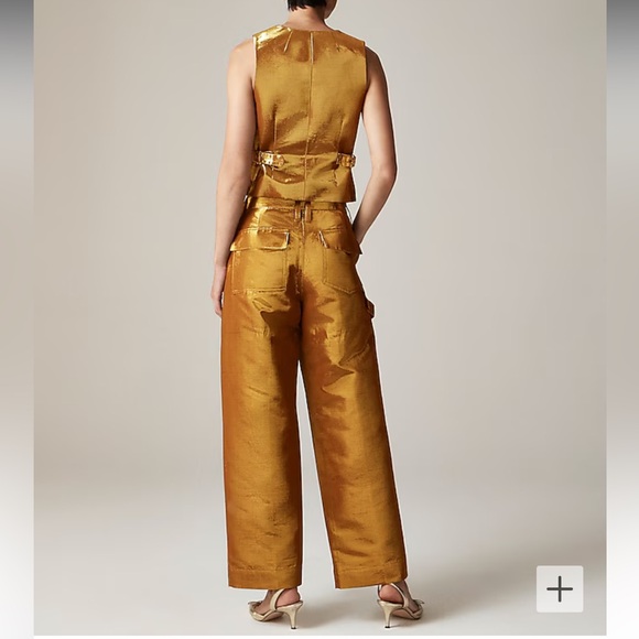 NWT Christopher John Rogers x J. CREW gold carpenter pants size 6. - Picture 3 of 7